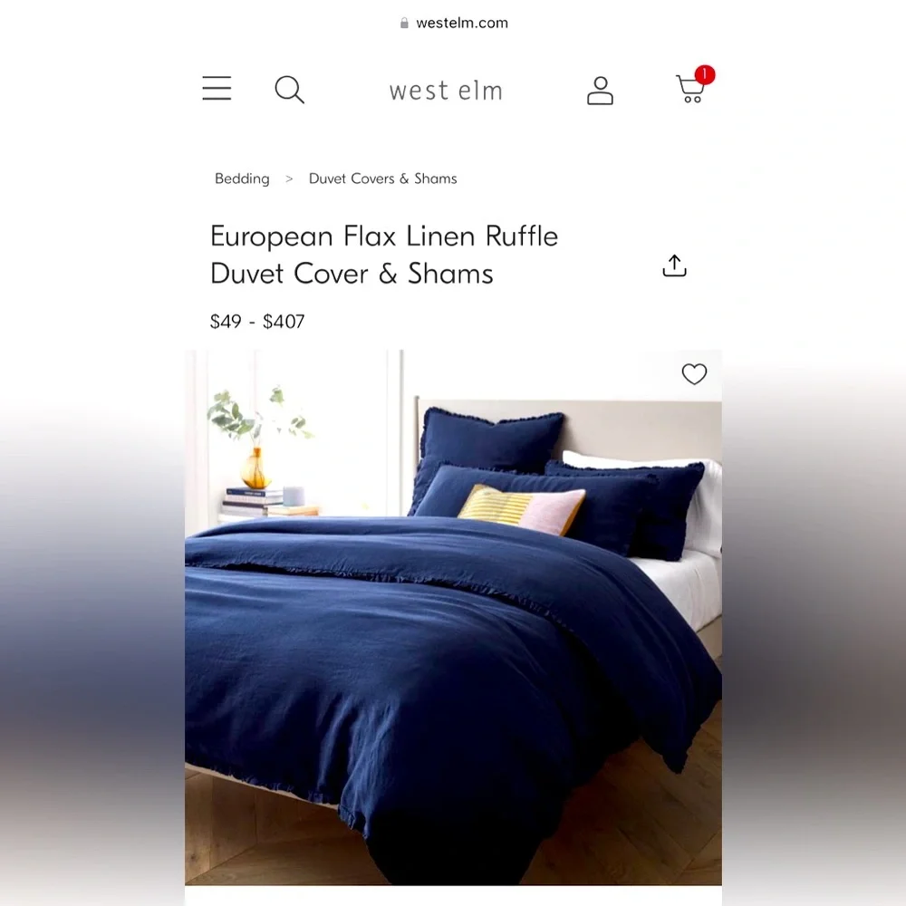West Elm European Flax Linen Ruffled King Shams 2 sets of 2
